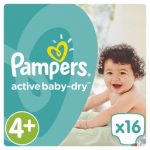 PAMPERS - ΠΑΝΕΣ ACTIVE BABY DRY NΟΥΜΕΡΟ 4+ (9-16 KG) 16 ΤΕΜ